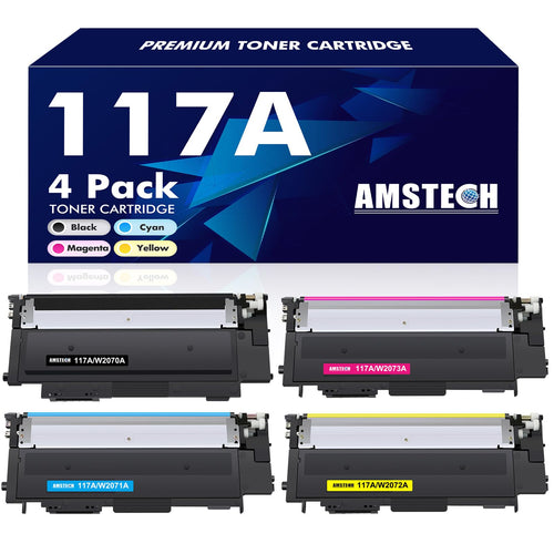 Amstech 117A Toner Set kompatibel für HP Color Laser MFP, 4er-Pack – Kartuschen in Schwarz, Cyan, Gelb und Magenta