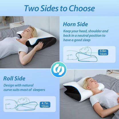 HOMCA Ergonomisches Nackenkissen aus Memory Foam, 60x40 cm, Schwarz