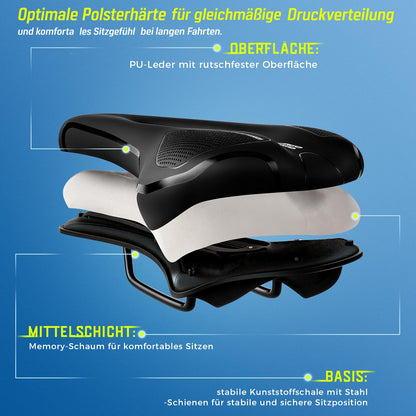 Meayll Fahrradsattel ergonomisch, Memory Foam, für MTB und Rennrad