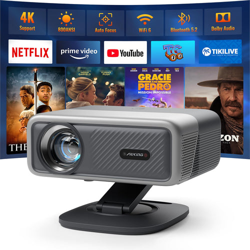 VISSPL Smart Beamer 4K Projektor – Autofokus, Netflix. Schwarzer Beamer. Projiziert 4K-Filme für Heimkino.