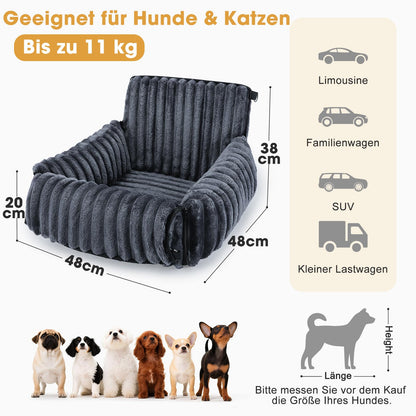 MIXJOY Hunde-Autositz mit Memory-Schaum-Füllung, waschbar, Grau