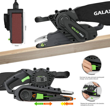 GALAX PRO Bandschleifer 76A, 1010 W mit Drehzahlregelung & Staubbeutel