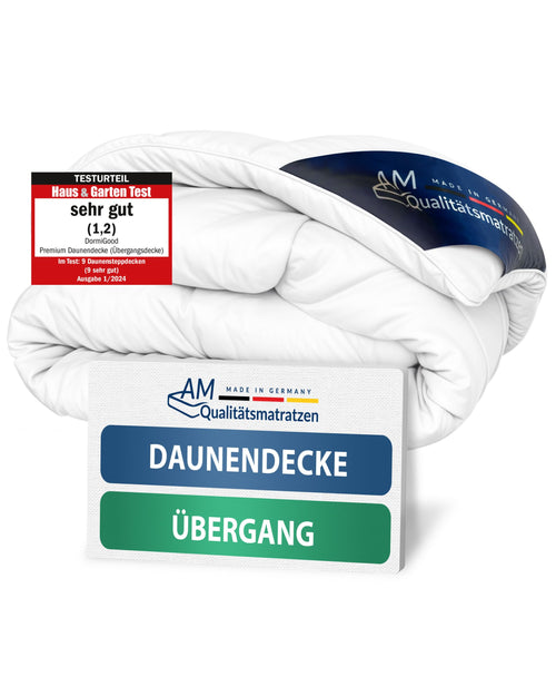 DormiGood Daunendecke Ganzjahres Federbettdecke 135x200 cm, weiß, gesteppt. Bietet ganzjährig Wärme.