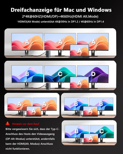 WAVLINK Displaylink USB C Docking Station - Triple Display 4K 100W