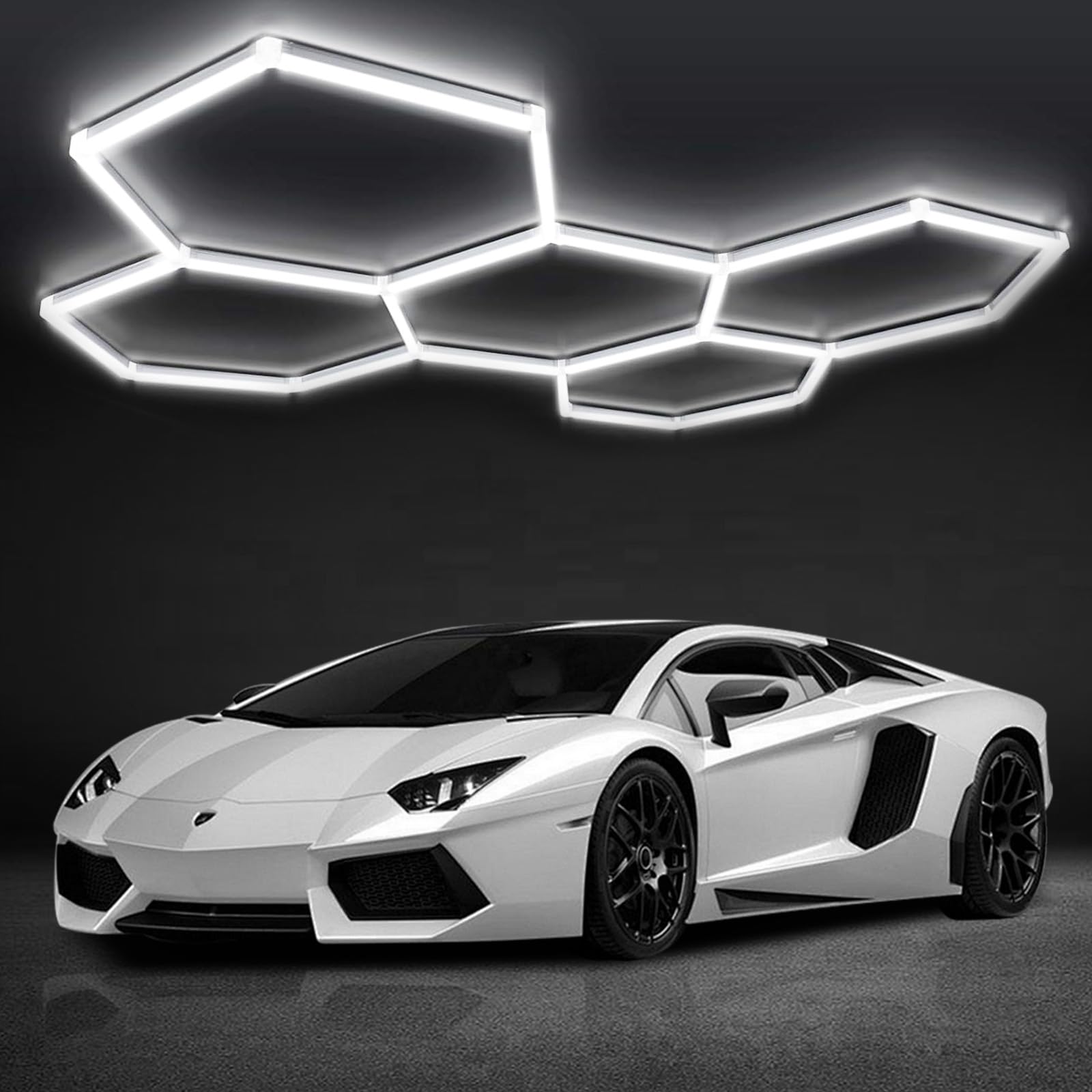 DIKHEE 5-Hex Sechseck LED Garagenlampe – 192W 6500K. Für helle Ausleuchtung von Garagen und Werkstätten.