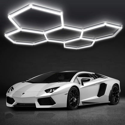 DIKHEE 5-Hex Sechseck LED Garagenlampe – 192W 6500K. Für helle Ausleuchtung von Garagen und Werkstätten.