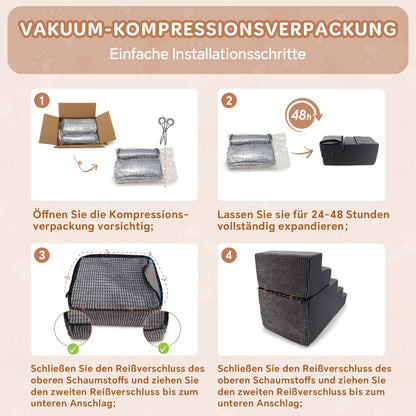 Sytopia Hundetreppe Bett 5 Stufen für grosse Hunde - 57cm Grau