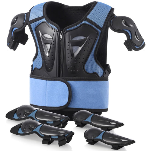 yeesport Kinder Protektoren Set mit Brustpanzer, schwarz, inklusive Knie- und Ellenbogenschonern