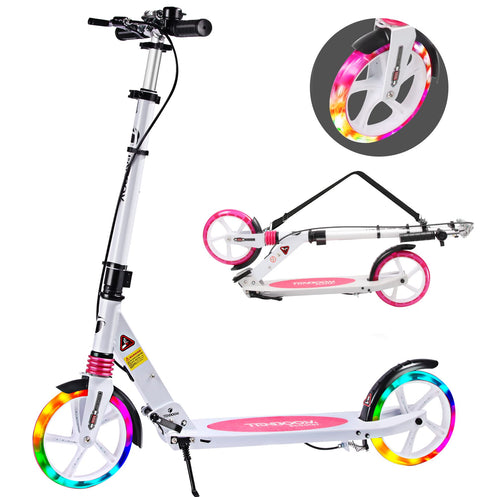 TENBOOM Cityroller Erwachsene – klappbar, Handbremse. Schwarzer Tretroller mit Lenker, Deck, Rädern und Handbremse. Für klappbare, urbane Fortbewegung.