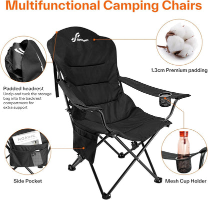 Sportneer Campingstuhl Faltbar Klappstuhl - Schwarz 2er-Pack