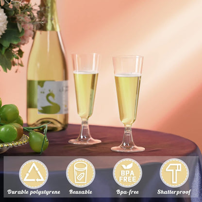 JMIATRY Sektgläser aus Kunststoff, transparent, 150 ml, 100 Stück