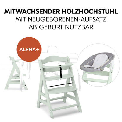 hauck Alpha+ Babyhochstuhl Newborn Set mit Bouncer 2in1, Grau