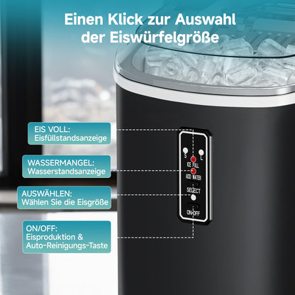 EUHOMY Eiswürfelmaschine klein, 12 kg/Tag, selbstreinigend, schwarz