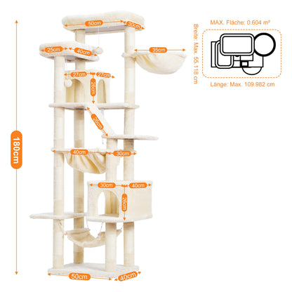 Heybly HCT034M Kratzbaum – 180 cm Beige Katzenturm