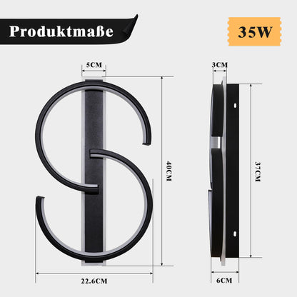 LUOLONG LED Deckenleuchte dimmbar, 2-Ring, 35 W, schwarz, 40 cm