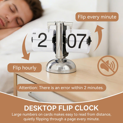 HERCHR Flip-Schreibtischuhr, Retro-Umblätteruhr mit Quarzwerk
