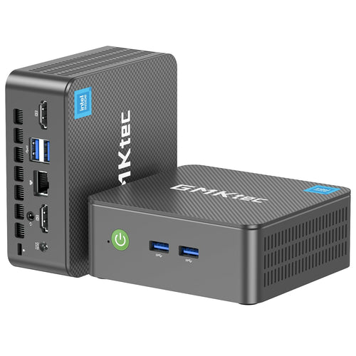 GMKtec G3 Plus N150 Intel Mini PC - 16GB RAM 512GB NVMe SSD. Kompakter, schwarzer Quader für Büro und Multimedia.