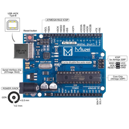 Miuzei Starter Kit MA13 für Arduino R3 mit LCD1602 und Sensoren