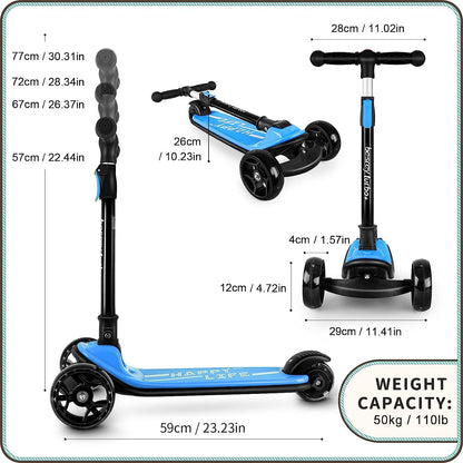 besrey Kinder Dreiradscooter - Faltbar, LED Leuchträder