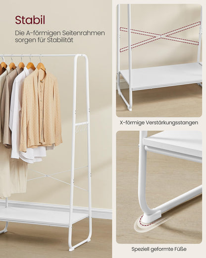 VASAGLE Kleiderständer RGR116W02 mit Schuhablage – Wolkenweiss