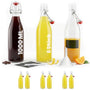 casavetro Bügelflaschen 1000 ml Glas mit Bügelverschluss, 6er-Set aus klarem, dickwandigem Glas