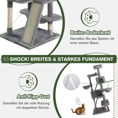 MUTICOR Kratzbaum 168cm Gross für Grosskatzen - Dunkelgrau