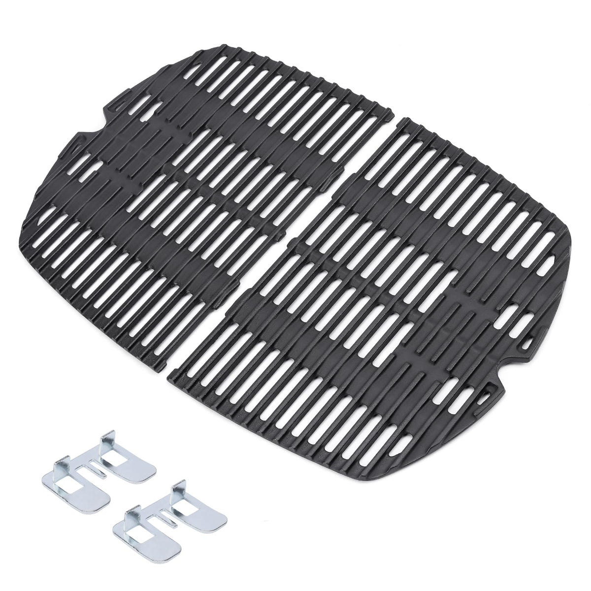 GFTIME Grillrost Gusseisen 7645 für Weber Q200/Q2000 Serie, 2 Stück, zweiteilig, aus mattem Gusseisen