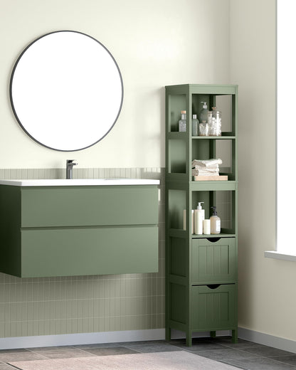 VASAGLE Badezimmerschrank BBC066C01 freistehend – Waldgrün
