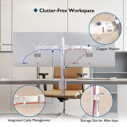 BONTEC Monitorhalterung 2 Monitore 13-27 Zoll höhenverstellbar weiss
