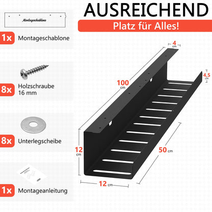 iVengo XL Kabelkanal Schreibtisch, 2er Set, 2x 50 cm, schwarz