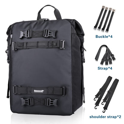 Rhinowalk Motorradtasche 30 L Schwarz mit wasserdichter Innentasche