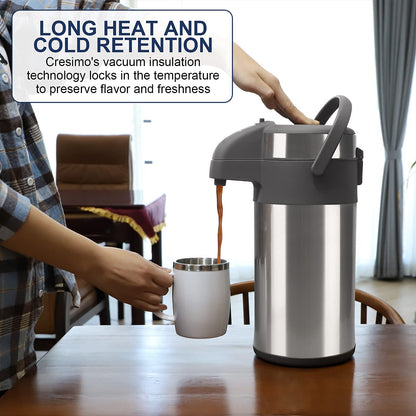 Olerd Pump-Thermoskanne Kaffeespender 4,0L - Silber Edelstahl