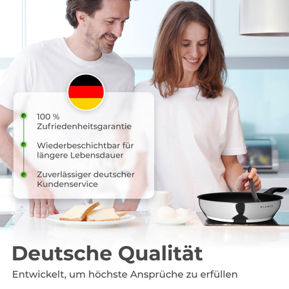 KLAMER Bratpfanne 28 cm, Edelstahl, induktionsgeeignet & backofenfest