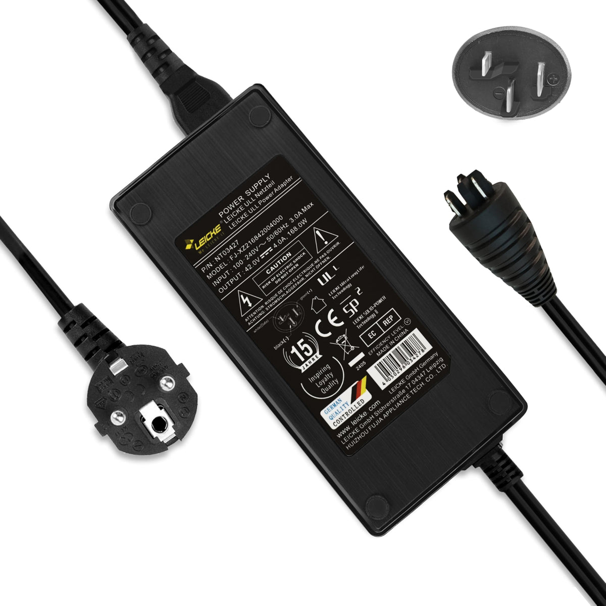 LEICKE E-Bike Ladegerät 36V 4A für Bosch Active Performance Line, kompakt, mit 1,5-m-Kabel