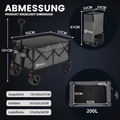Sekey XXL Plus Bollerwagen Faltbar All Terrain - Anthrazit