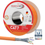 RedStar24 CAT 7 Verlegekabel 100m S/FTP 10Gbit halogenfrei. Kabel auf Rolle zur Datenübertragung im 10 Gigabit Ethernet für Gebäudeinstallation.
