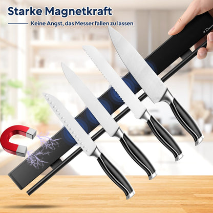 Dmore Magnetleiste Messer 59 cm, magnetisch mit 15 Haken, schwarz