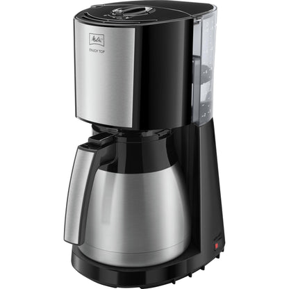 Melitta Enjoy Top Therm Filterkaffeemaschine - Edelstahl/Schwarz. Filterkaffeemaschine aus Edelstahl/Schwarz, die Kaffee brüht und warmhält.