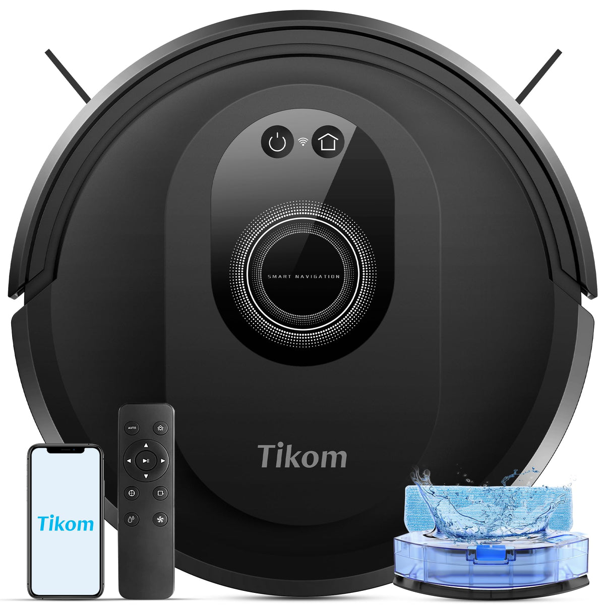 Tikom G8000 Max Saugroboter mit Wischfunktion, 5000 Pa, WLAN, 7,8 cm flaches Gehäuse