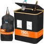 Lifewit Pfandflaschen Sammelbehälter mit Deckel, 150 L, Schwarz, faltbar, aus 600D Oxford-Gewebe