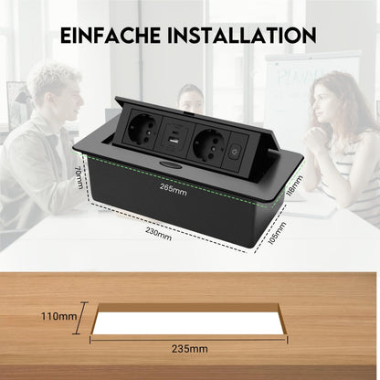JACEPFY Versenkbare Steckdose mit USB-C 20W, 2-fach Tischsteckdose