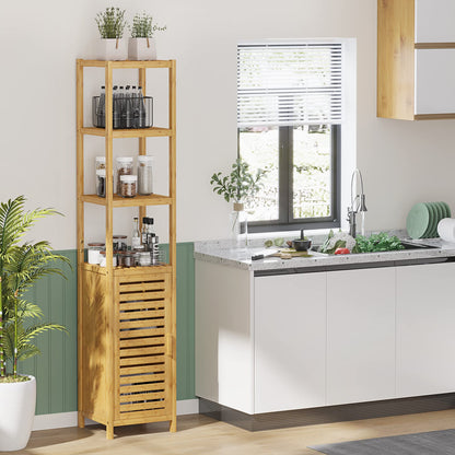 VIAGDO Badezimmer Hochschrank Bambus – 3 Fächer & Schrank