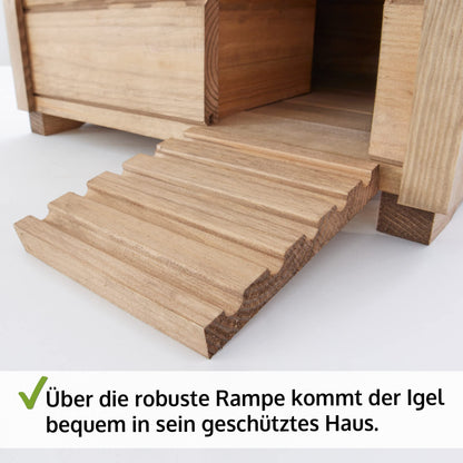 Hecht zooprinz Igelhaus aus Massivholz, winterfest, mit Boden und Dach