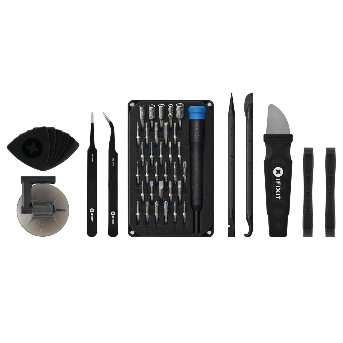 iFixit Pro Tech Go Toolkit Schwarz – Werkzeugrolle mit 32-teiligem Bit Set und Präzisionswerkzeugen