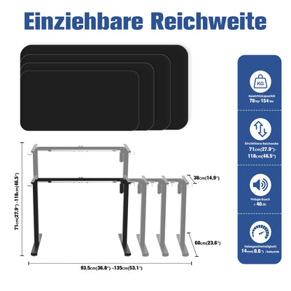 ERGOMAKER Höhenverstellbares Schreibtischgestell Elektrisch – Schwarz