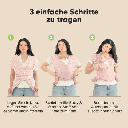 KeaBabies Babytragetuch ab Geburt, atmungsaktiv, Pink Daisies