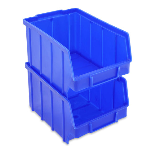 S&S-Shop Stapelboxen Set Kunststoff-Lagerboxen - Blau Gr.3. Rechteckige, blaue Kunststoffboxen für Kleinteilelagerung Werkstatt/Lager.