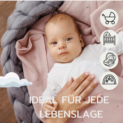 MIRARI Babydecke Merino Wolle Neugeborene Winter 75x100 cm