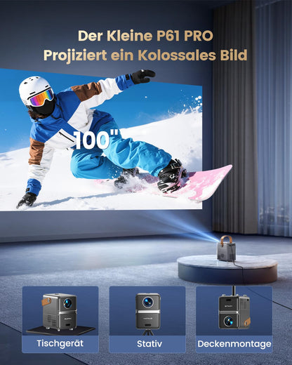 WiMiUS P61 PRO Mini Beamer Full HD 1080P Smart Projektor WLAN 6