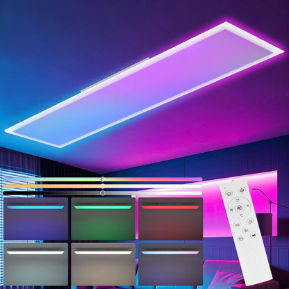 CBJKTX 120x30 LED Deckenpanel - dimmbar RGB m. Fernbedienung. Rechteckiges Panel für flexible Deckenbeleuchtung, Lichtfarbe und Intensität steuerbar.